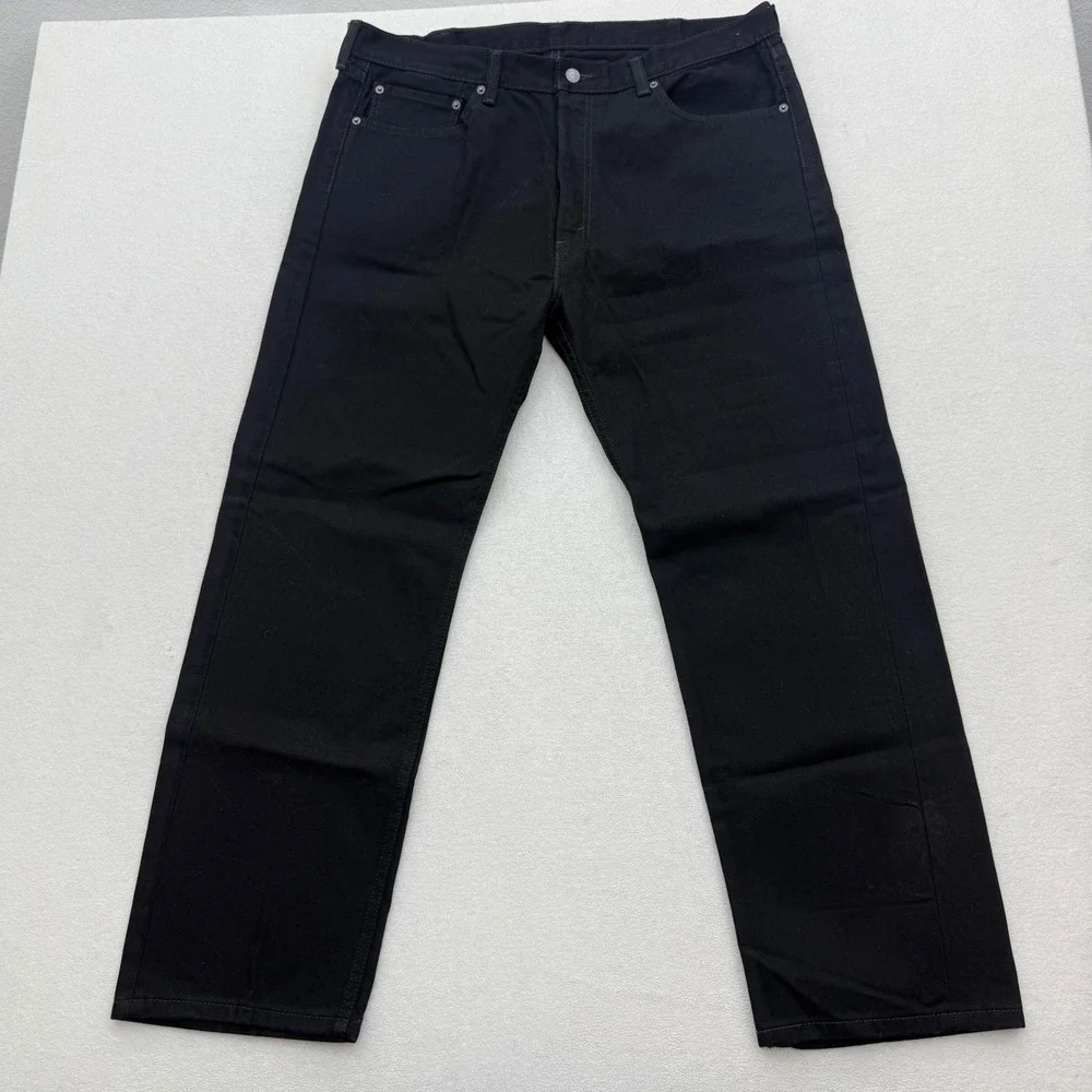 Levi's 505 Regular Fit Jeans Mens 40x30 Black Straight Leg Denim‎ Pants